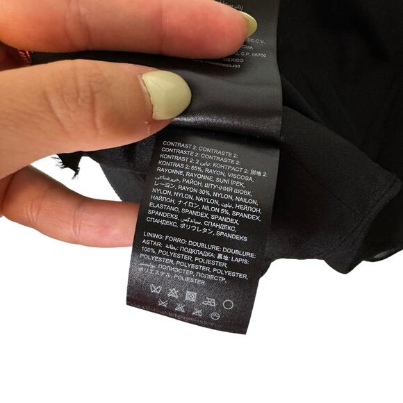 Bebe Black Tribal Embroidered with Black Fringe Bustier Top with Sheer Overlay - Picture 10 of 10